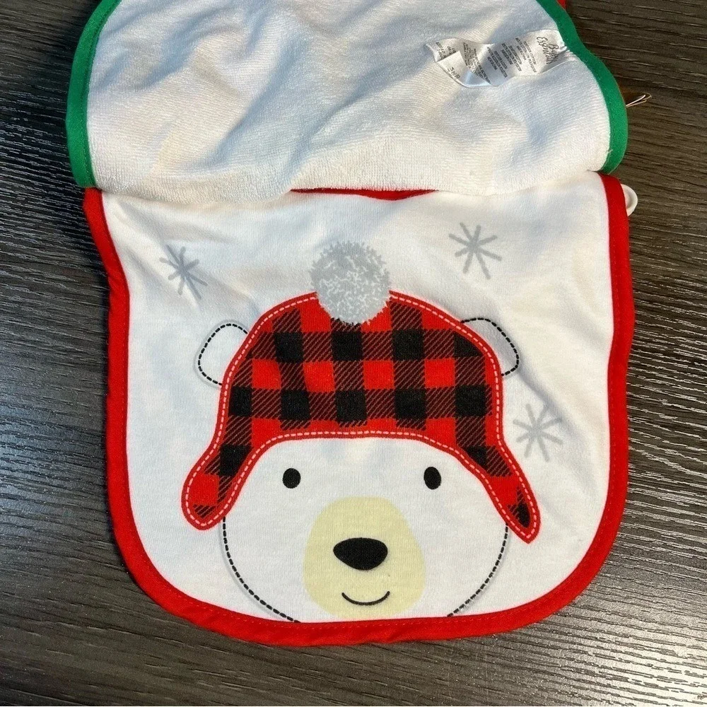 Baby Essentials 3 Pack Christmas Bibs Santa Reindeer Polar Bear Babys 1st Red